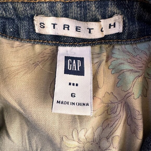 Vtg Gap Denim Blazer Women 6 Jacket Stretch Cowboy Y2K Chore Pocket Cottage Core - Picture 3 of 8